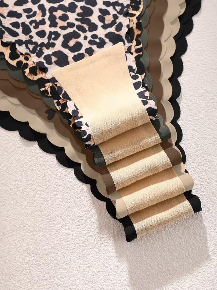 Lot de 5 strings taille en V à imprimé léopard et cœur, sans couture, invisibles, doux, respirants, couleur terre neutre, pour femme, usage quotidien