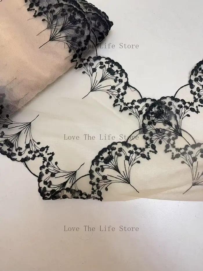 24Yards femmes Lingerie sous-vêtements dentelle tissu 24cm broderie noir maille florale fleur brodé dentelle garniture