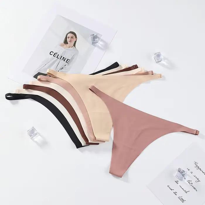 Culottes sans trace, strings pour femmes, sous-vêtements en soie glacée, lingerie sexy, mode sport, T-back confortable, string invisible, culotte S-L