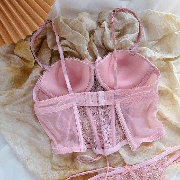 Japon Sexy ensemble de Lingerie Lolita Kawaii rose blanc à lacets adulte Cosplay femmes soutien-gorge ensemble de sous-vêtements fille vêtements de nuit