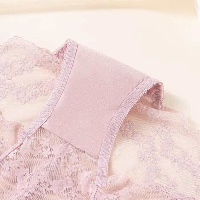 Culotte Sexy en Dentelle Brodée de Fleurs pour Femme, Sous-Vêtement Taille Haute Respirant, Grande Taille, Confortable, Lingerie Intime