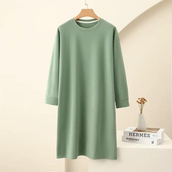 Chemise de nuit en velours optique pour femme, chemise de nuit mi-longue, vêtements de nuit chauds, grande taille, automne et hiver