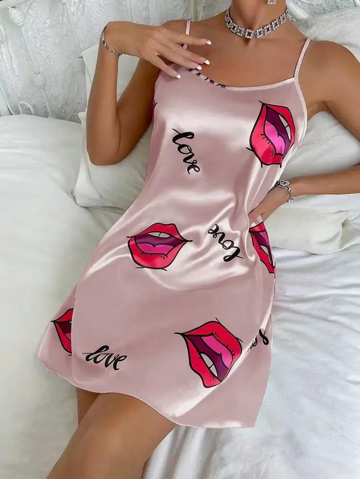 Chemise de nuit Sexy en Satin imprimé papillons, élégante, Texture lisse et brillante, coupe douce au toucher, confortable, vêtements de maison pour femmes
