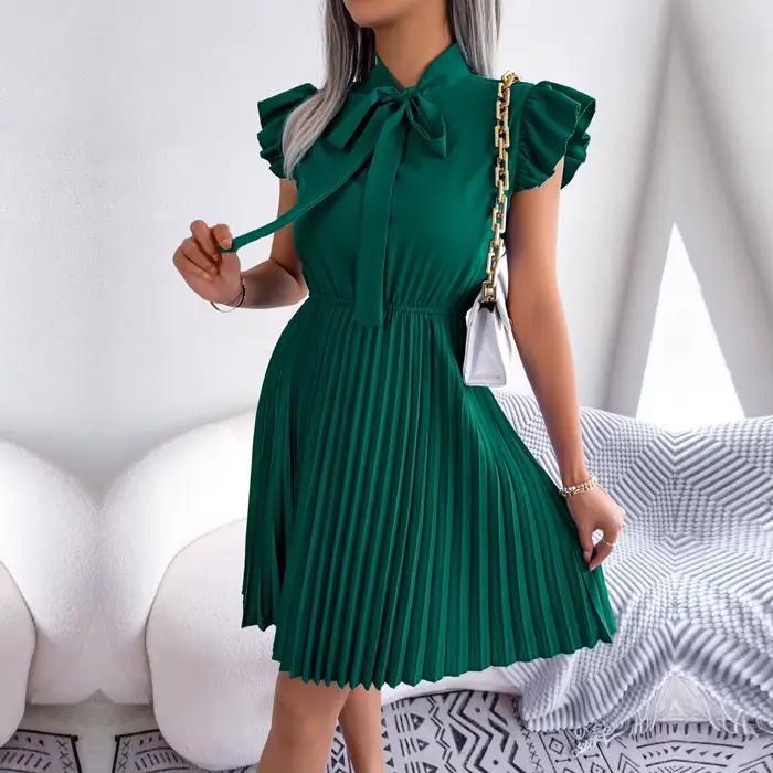 Ficusrong dámske elegantné jarné letné šaty so šnurovaním