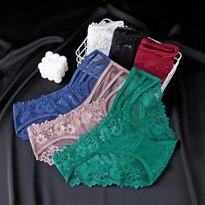 Culotte sexy en dentelle pour femmes, culotte taille basse, sangle de mode, culotte transparente creuse pour femmes, slips, sous-vêtements grande taille, sexe