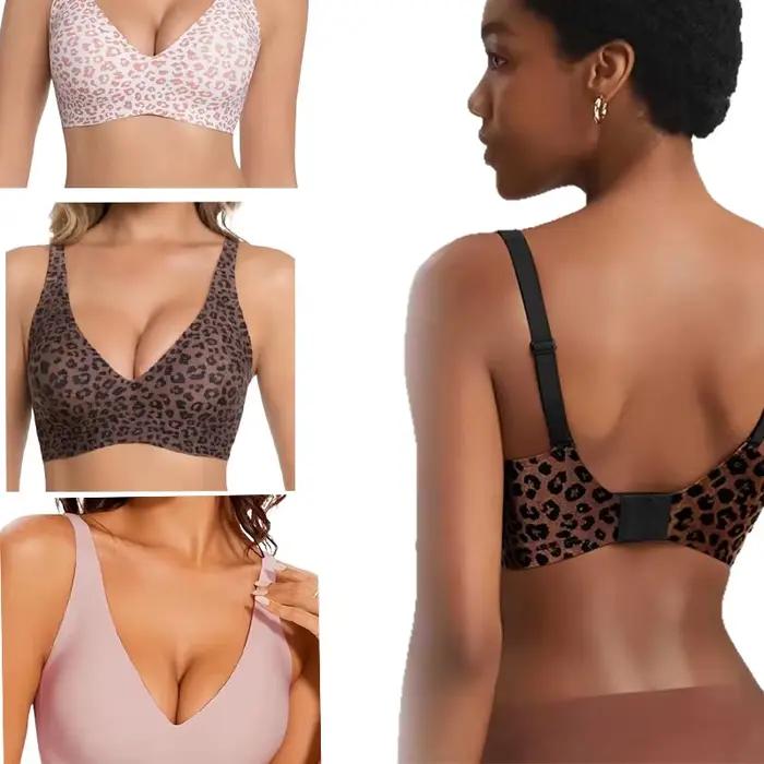 Soutien-gorge sans armatures confortable et doux pour femme, imprimé léopard, cinq tailles, anti-affaissement, respectueux de la peau
