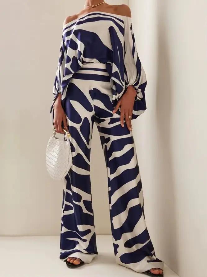 Pyjama Imprimé en Satin pour Femme, Ensemble de 2 Pièces, Vêtements de Maison, à la Mode, Amissié, avec Pantalon Long, 2024