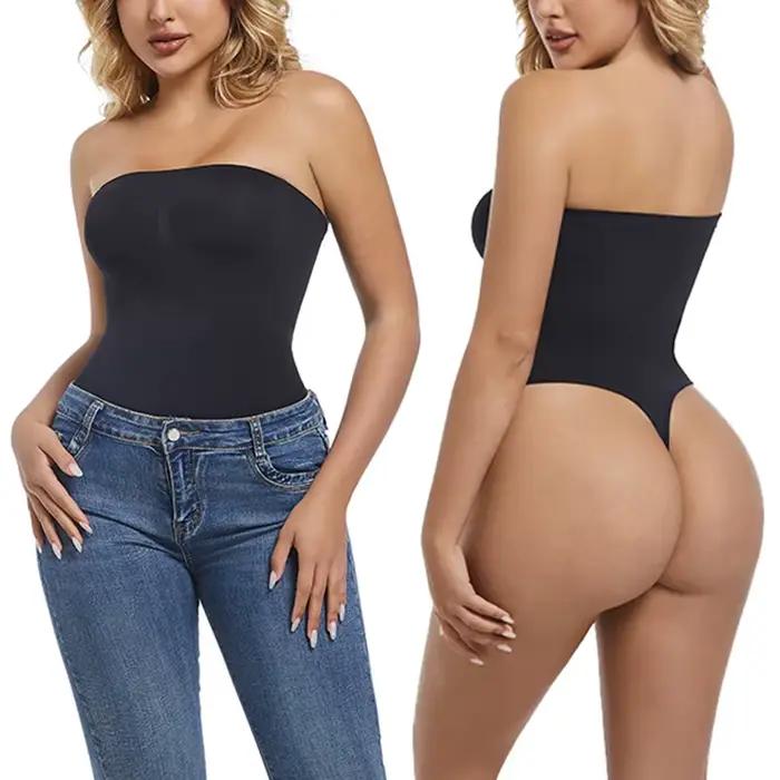 Body gainant femme string corset sans bretelles, gaine body sculptant gainant ventre pla sans coutures, effet ventre plat, une pièce bodysuit pour sous les robes pour femmes.