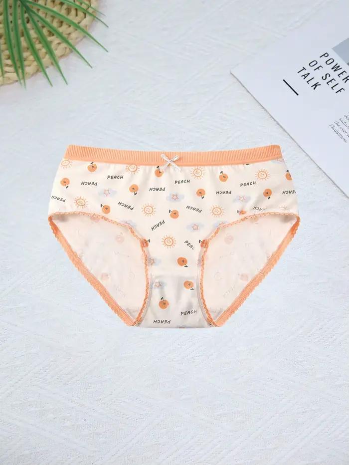 Lot de 6 culottes en coton imprimées mignonnes pour femmes, culottes confortables sans couture à taille mi-haute, décontractées et sportives