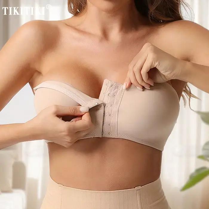 Predný zapínací bandeau podprsenka pre ženy