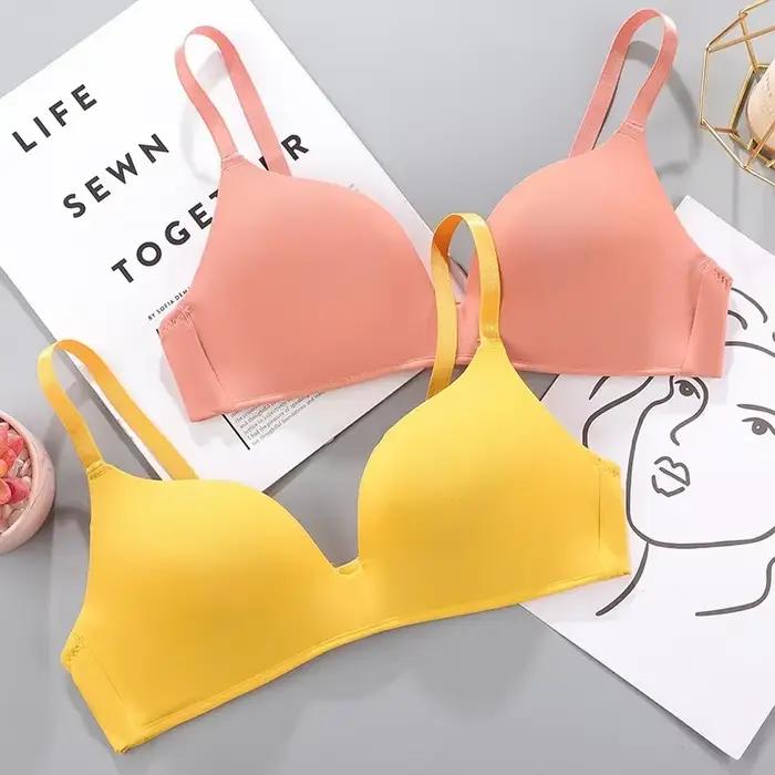 Femmes soutien-gorge sans couture Sexy sans fil Push Up sous-vêtements filles étudiants respirant mince 10 couleurs soutiens-gorge femme soutien-gorge respirant froncé