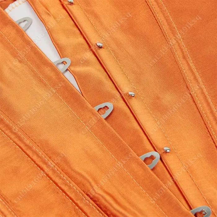 Korzety pre ženy nadprsné vysoké Korzet Oranžový Saténový Bustier so šnurovaním Sexy