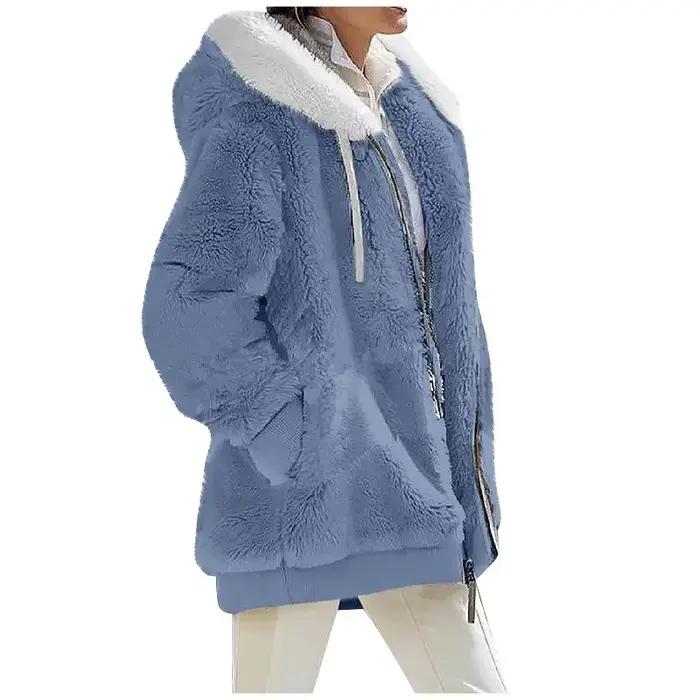 Veste en polyester VEITCHE avec capuche pour femmes, style streetwear, automne-hiver, confortable et polyvalente