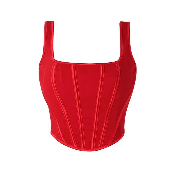 Sexi ženský korzetový tielkový elegantný červený ramienkový bustier kultúrny top Camis Vintage gotický šnurovaný Korsett Corselet Lingerie