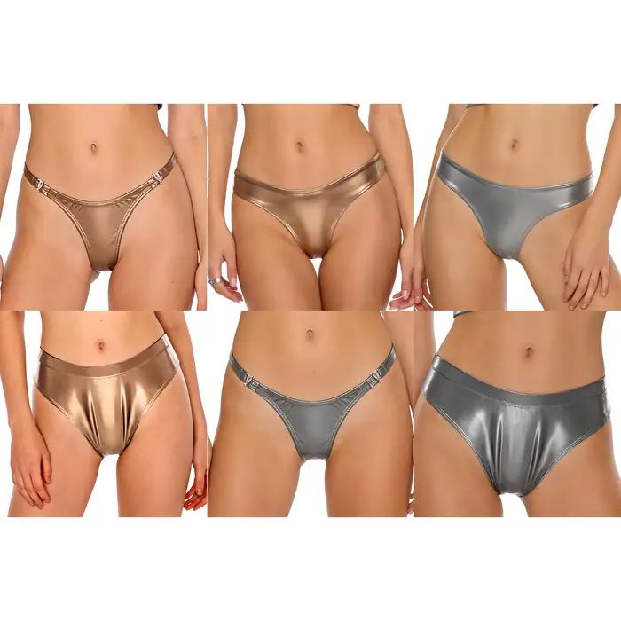Lesklé latexové mini tanga s mokrým efektom pre ženy