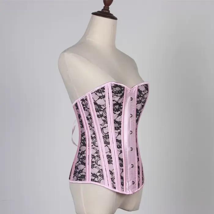 Corset rose haut bustier victorien surbuste princesse élégant Corsets haut Sexy dentelle florale Corset Lingerie Showgirl Costume de fête