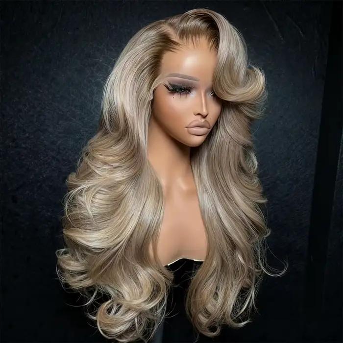 Parochne Lace Front 13x4 Ombré Blond s Farebnými Korienkami pre Ženy