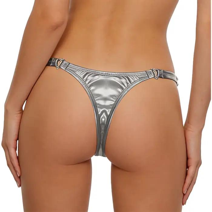 Lesklé latexové mini tanga s mokrým efektom pre ženy