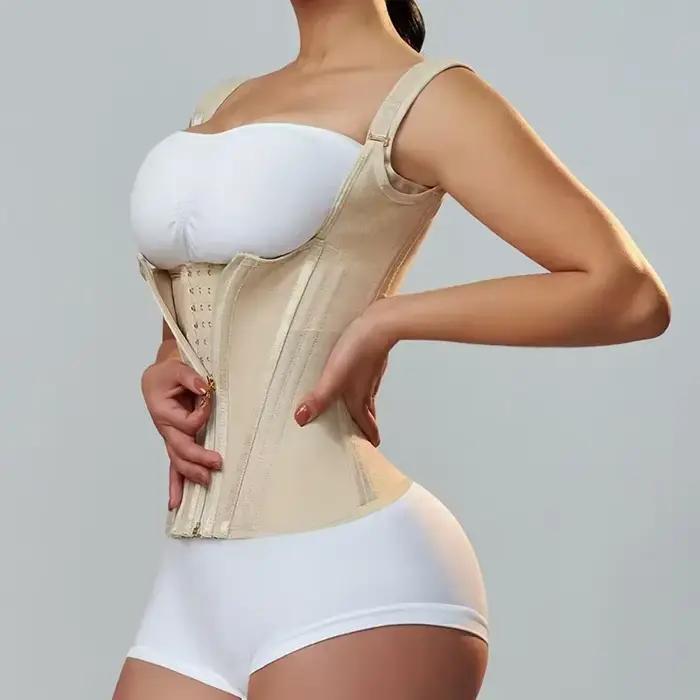 Corset Modelant le Corps pour Femme, Vêtement à Double Tunique, Compression, Entraîneur de Taille, Fermeture Éclair Réglable et Yeux Crochetés, Ventre pio