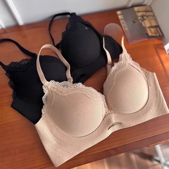 Soutien-gorge sans fil tout-en-un pour petite poitrine, dentelle sexy avec doublure brossée, soutien push-up et anti-taches latérales BANERDANNI soutien-gorge sexy AB