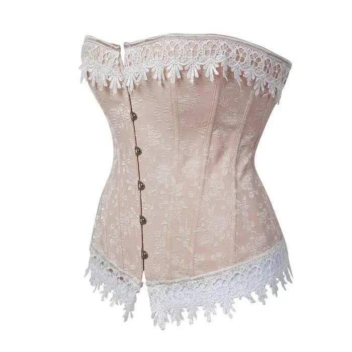 Corset Bustier avec garniture à lacets, Corsets en Satin, Costumes surbuste pour dames, haut victorien Sexy, Corsage rose d'halloween