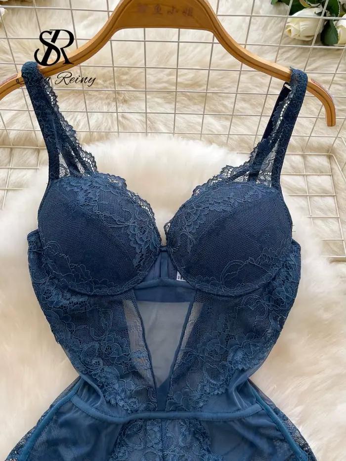 SINGREINY 2026 Nouveaux Bodys en Dentelle pour Femme, Lingerie à Bretelles, Dos Nu, Uni, Sous-vêtements en Maille Florale Transparente Sexy