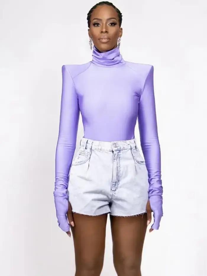 Jednofarebný body s rolákom Sexy dámska lingerie s dlhými rukávmi Y2k topy pre ženy jednodielna Lenceria Femenina