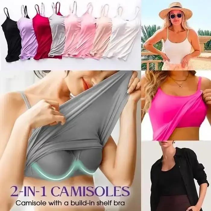 Camisole avec soutien-gorge rembourré intégré pour femme, haut rose, pyjama, vêtements de maison, livraison directe, Tiktok