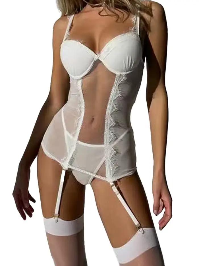 Biely dámsky lingerie set: Sexy korzetový bustier