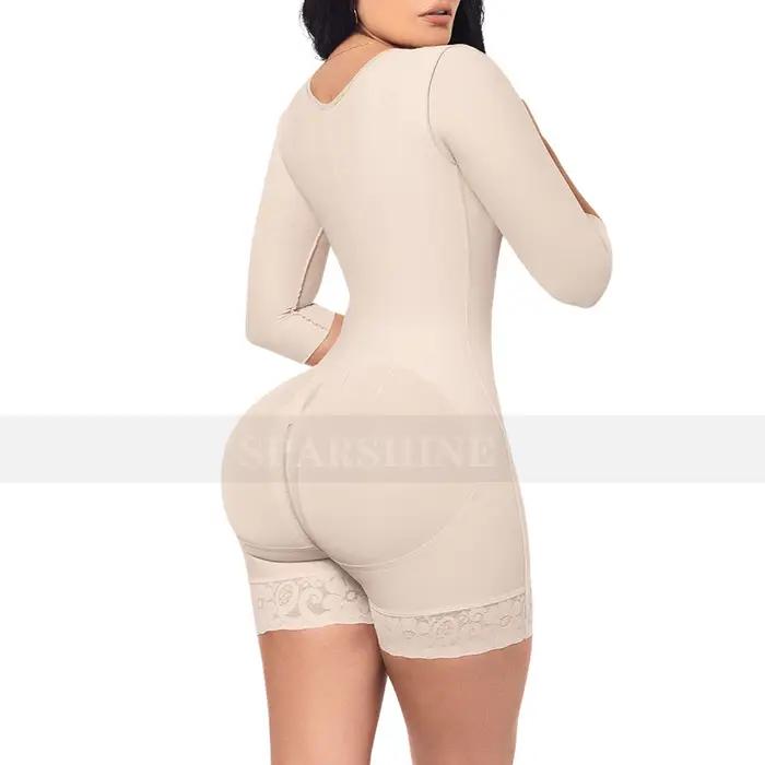 Tvarovacie a kompresné body na brucho s rukávmi Fajas Sexy kontrola brucha zdvihnutie bokov Shapwear pre ženy