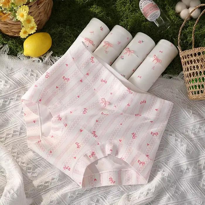 Ensemble de culottes en coton pour femme, lot de boxers, sous-vêtements pour femme, shorts à fleurs, lingerie féminine tendance, culottes sexy, sous-vêtements sans couture