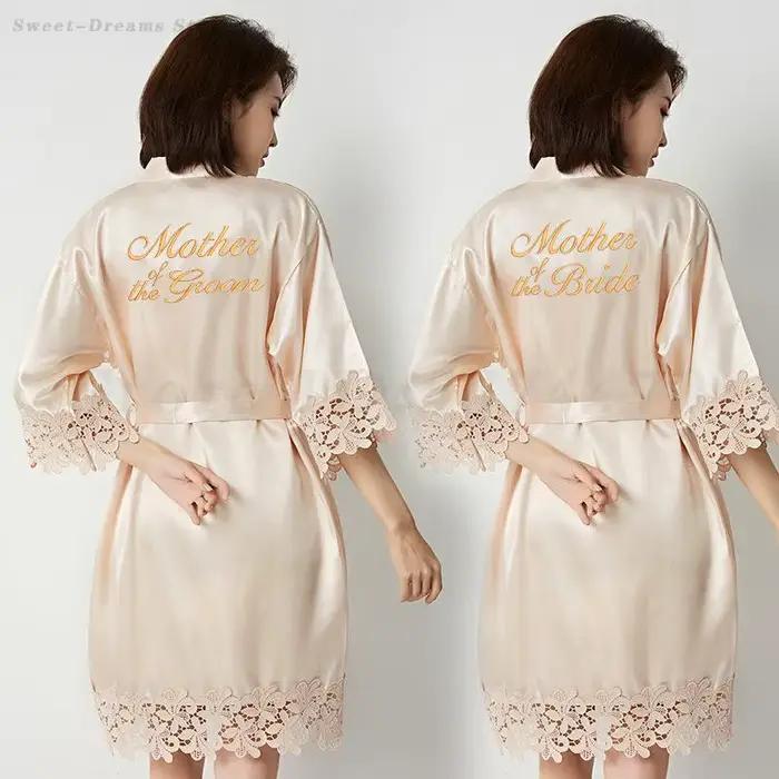 Vêtements de nuit en dentelle mère de la mariée et du marié Robe de mariée Sexy adulte Satin peignoir femme chemise de nuit Lingerie Homewear maman cadeau
