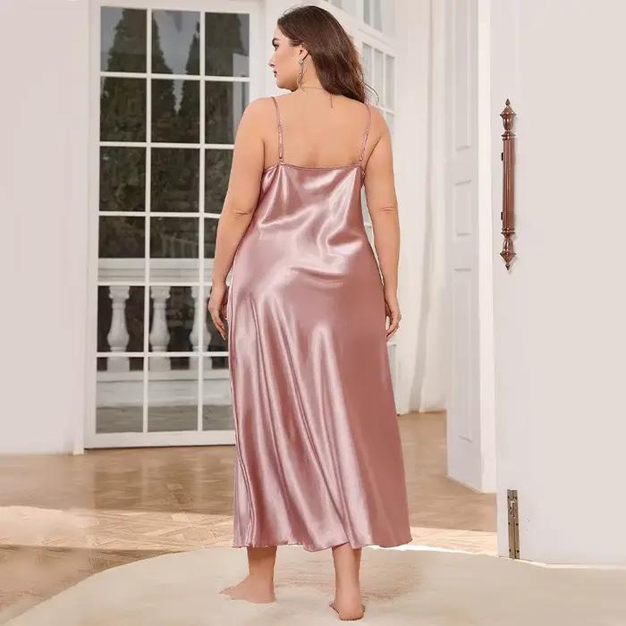 2025 Nové Módne Sexy Veľká Veľkosť 2XL Dlhá Hodvábna Nočná Košeľa Priedušná Pohodlná