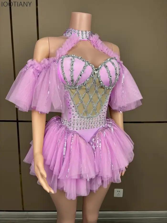 Festival de musique brillant élégant robe douce Costume de danse femmes Club fête nuit chanteur modèle défilé balle Performance robe nouveau