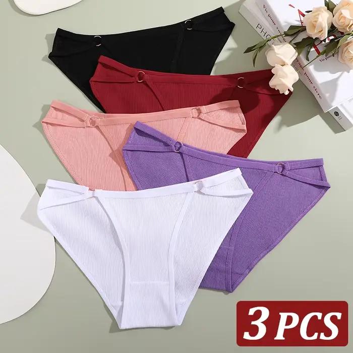3 kusy dámske nohavičky priedušná spodná bielizeň Sexy Lingerie pohodlné pruhované bavlnené slipy módne