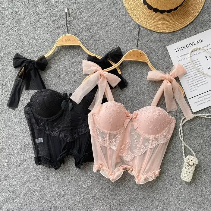 Arcs Camisole intégré soutien-gorge doux à lacets dentelle pure femme Camis débardeur sans manches hauts courts Sexy femmes vêtements livraison directe