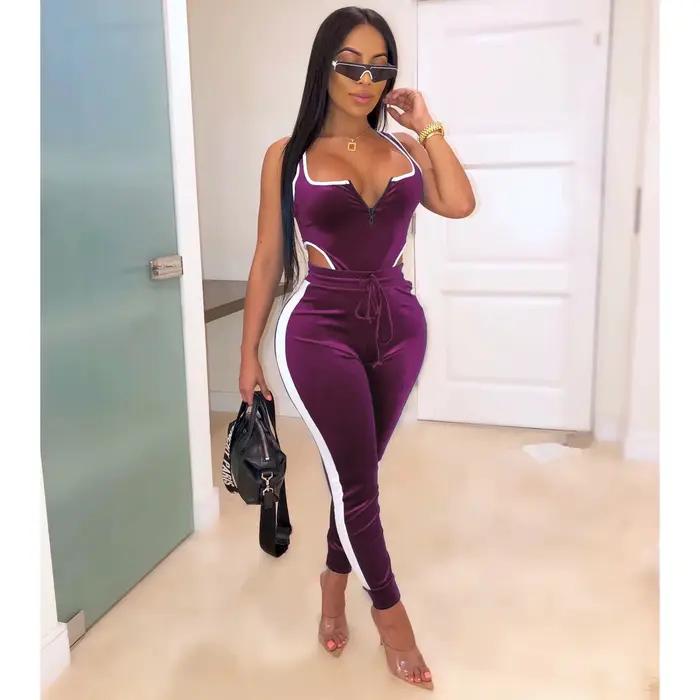 Ensemble deux pièces Sexy en velours pour femmes, survêtement, haut et pantalon, tenues d'automne et d'hiver, vêtements assortis, tenue de Club