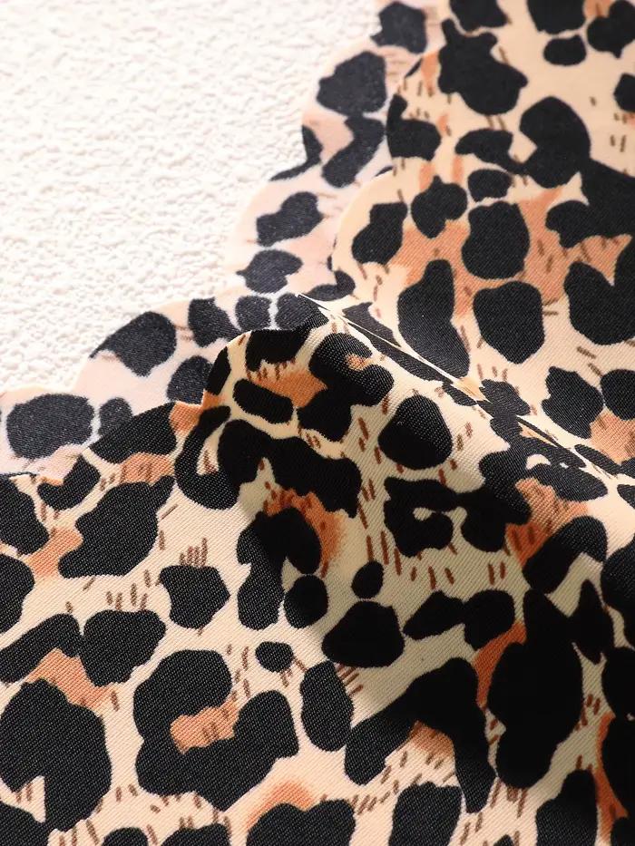 Lot de 5 strings taille en V à imprimé léopard et cœur, sans couture, invisibles, doux, respirants, couleur terre neutre, pour femme, usage quotidien