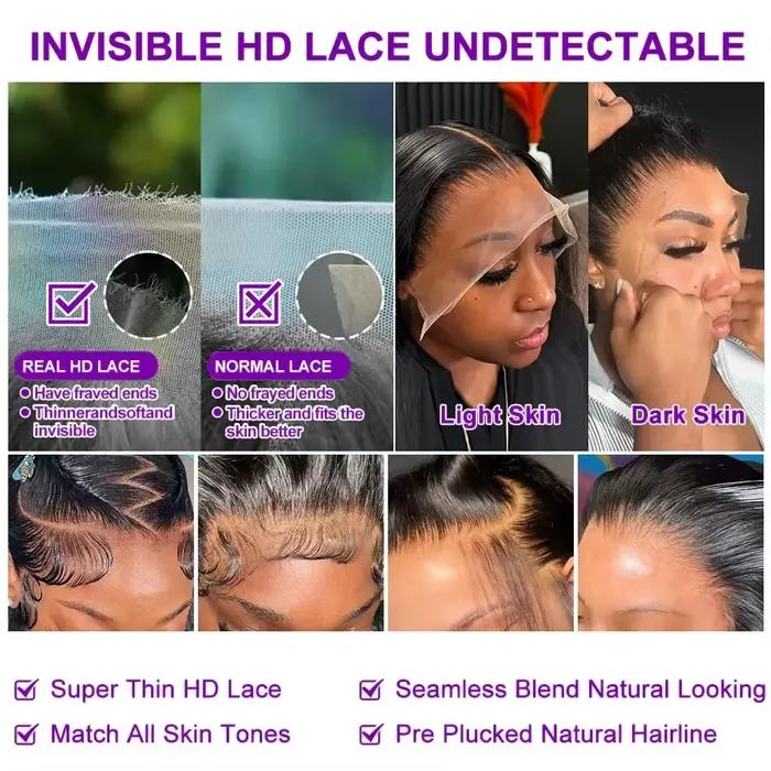 Parochňa Lace Front z ľudských vlasov vlnitá 40-44 palcov 13x4 13x6 HD predtrhaná s baby hair