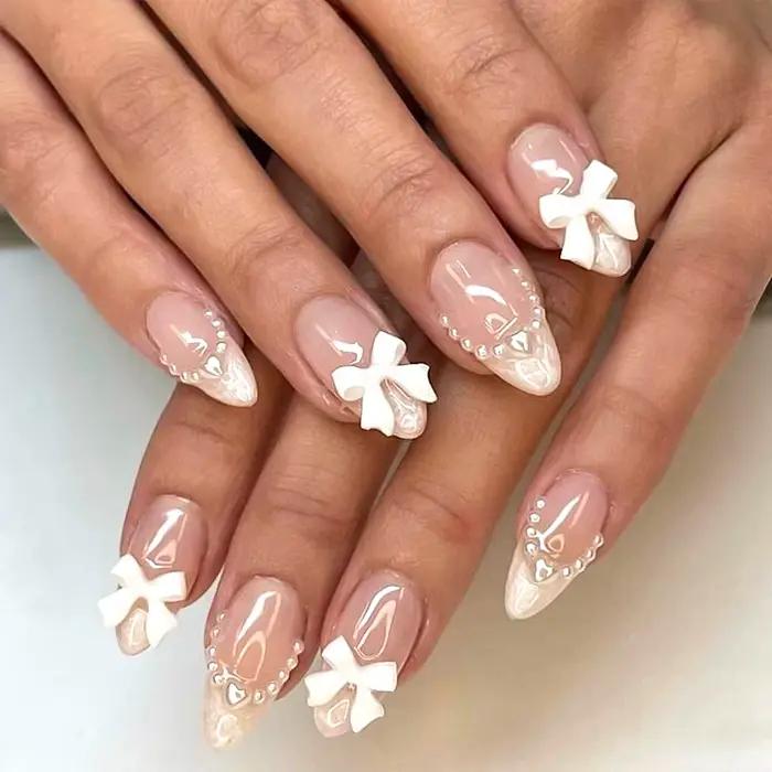 Faux ongles élégants en acrylique style maritime pour femmes occasions spéciales manucure professionnelle at home