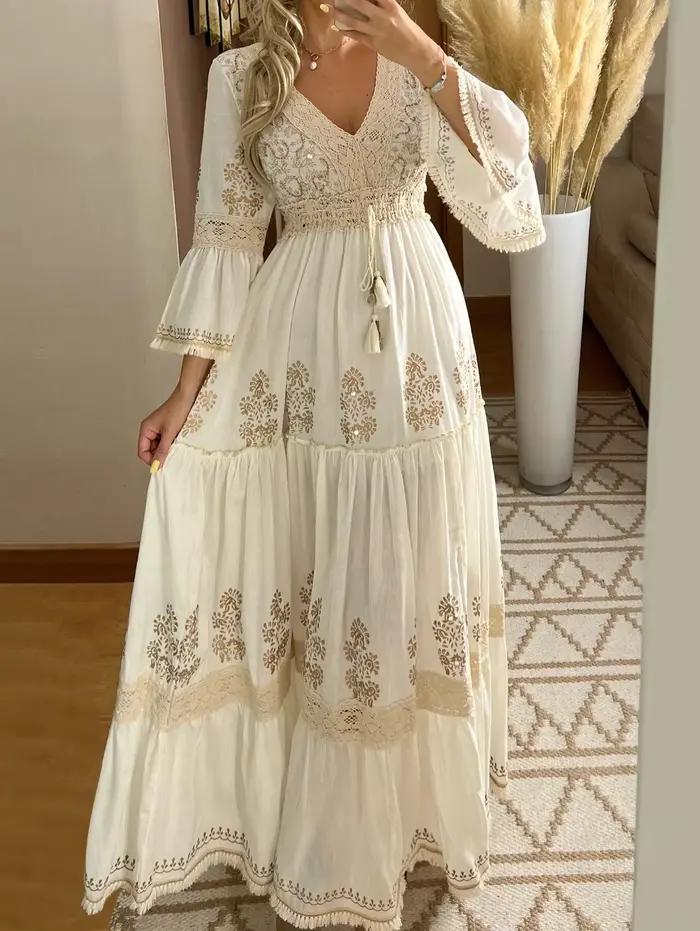 Elegantné dlhé šaty s trásňami