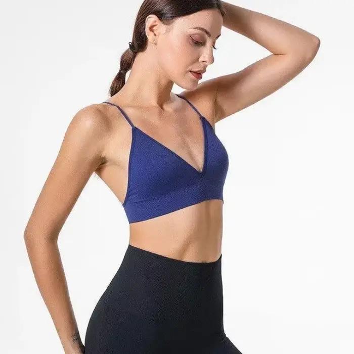 Col en V sans couture Triangle tasse soutien-gorge Camisole sous-vêtements enveloppé poitrine femmes S M L respirant rassembler sport Fitness Yoga décontracté