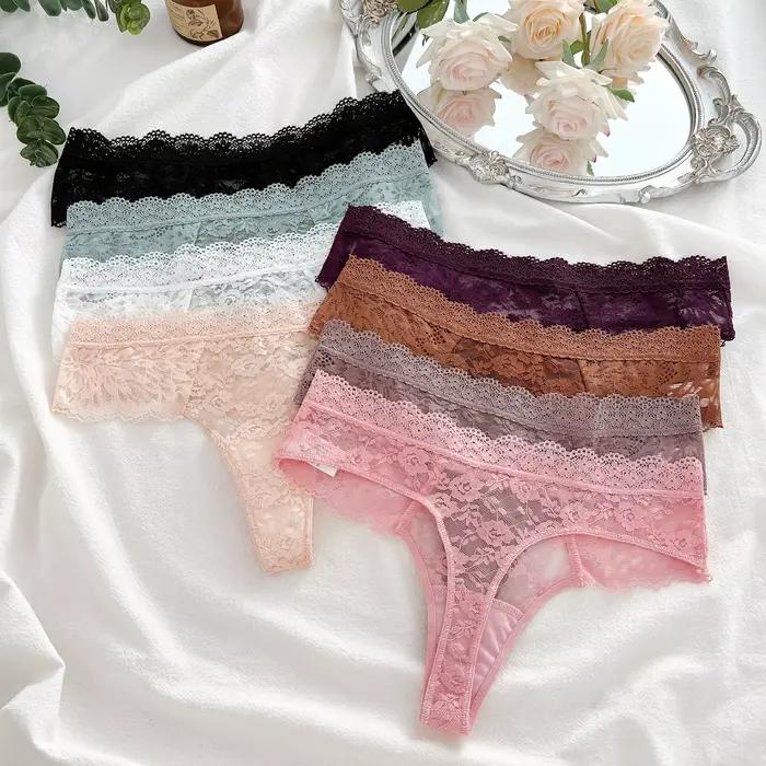 3-dielne čipkované sexy tangá pre ženy s nízkym pásom