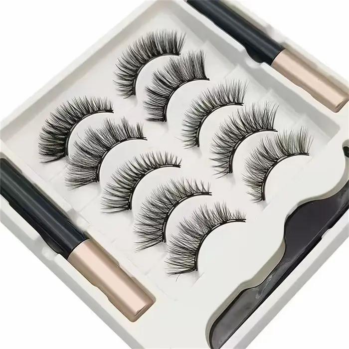 5 párov 5 magnetických rias Eyeliner pinzeta sada 3D prírodné umelé norkové riasy falošné