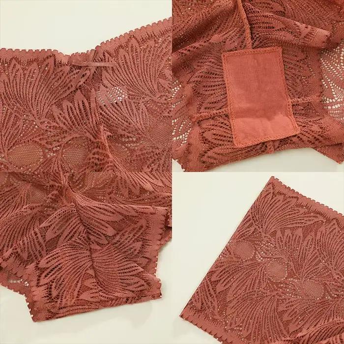 4 pièces/ensemble culottes en dentelle pour femmes Floral évider Style Cheekie sous-vêtements Sexy femme intimes Lingerie Finetoo conception culotte