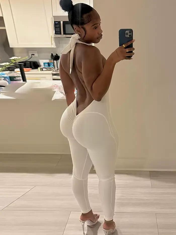 Sisterlinda Y2K Sexy broskyňový zadok body pre ženy s odhaleným chrbtom