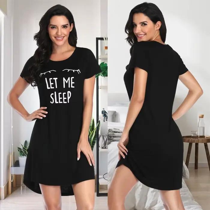 Robe de nuit d'été femmes chemise de nuit vêtements de nuit sexy robe de nuit douce vêtements de nuit en bambou à manches courtes chemise de nuit mignon nuisettes sexy