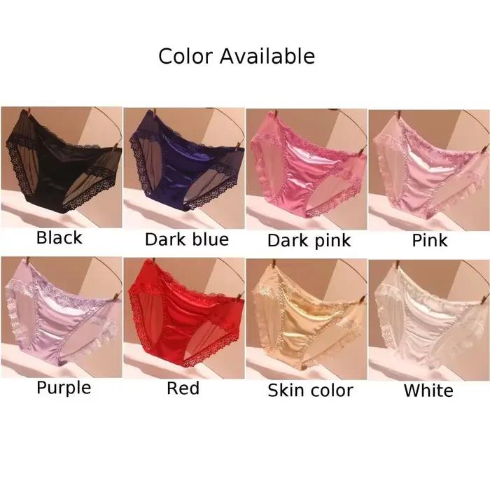 Slip en satin sans lueur pour femme, sous-vêtement doux et soyeux, léger et sexy, blanc, noir, peau, bleu foncé, violet, rose, rouge, M L TAN