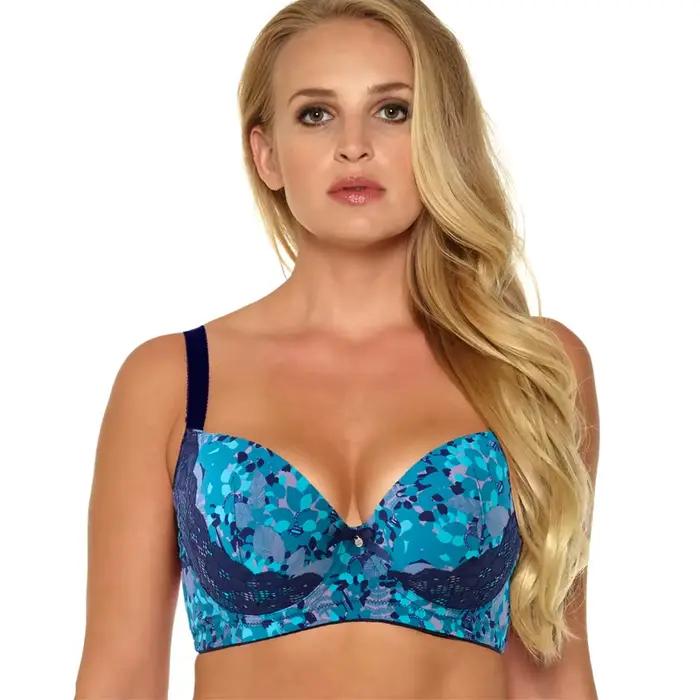 Soutien-gorge pour femmes, sous-vêtements, grande poitrine, Push Up, Sexy, dentelle, imprimé, Lingerie, coupe 3/4, grande taille 32-46, D-DD-DDD-E-F-G