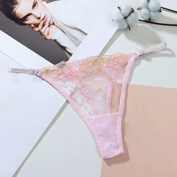 String femme taille basse culotte femme grande taille Sexy femme brodé maille creuse séduisante string femme doux Feamle Lingerie